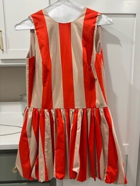 Striped Red & Beige Sleeveless Mini Dress
